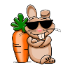 Cooler Hase mit Riesenkarotte