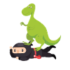 Ninja Samurai mit Dinosaurier
