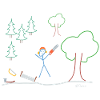 Lumberjack stok figur, skov træ motorsav