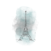 Eiffel Tower Typography | Watercolor turquoise