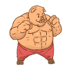 Pig with Sixpack Super Strong