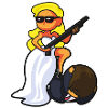 bride and groom pistol