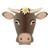 Alpine cow with edelweiss