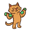 Dumbbell cat trains biceps