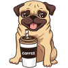 Pug Coffee Sitting