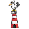 Seagull Pigeon Lighthouse North Sea Baltic Sea Comic Cartoon