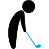 A golfer about to tee