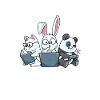 Nerd Read Video Game Internet Rabbit Cat Panda