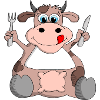 Chubby cow is hungry