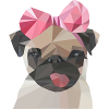 Mops mit Schleife