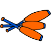 3 massues bleu orange