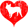 French bulldog heart retro