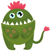 Small green monster curly pink red hair di