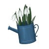 Snowdrop, spring, watering can, garden