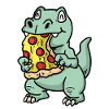 Kawaii Dino Pizza Fantasy Dzieci Jedzenie Komiks