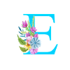 E letter blue