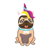 Mops in Einhornkostüm