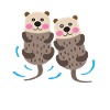 Deux loutres dans l'eau - illustration - cadeau