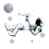Astronaut. Astronaut playing. Paper airplane