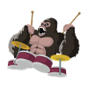 Gorilla plays drums