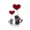 Cats with heart balloon