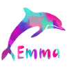 emma, dolphin, font, pink, art