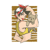 Pinup femme avec bouledogue français