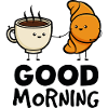 Buongiorno colazione caffè croissant divertente divertente