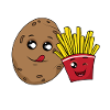 Potato and French Frieze Cartoon