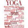 Yoga words red