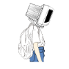 Coder shirt computer head Sad