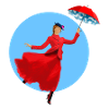 Red lady with umbrella twist