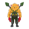 Heavily armed cat soldier