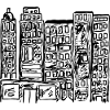 Tegning skisse skyskrapere skyskrapere