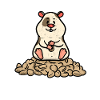 Small hamster with many peanuts