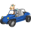 Elephant and giraffe in buggy