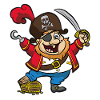 funny pirate treasure chest sabre hook hand