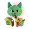 Chat cosmique chats avec pizza