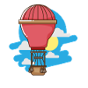Montgolfière avec des nuages