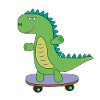 Søde dino skateboard, dinosaur, skøjteløb børn