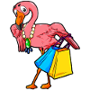 Compras Flamingo Einkaufen Dibujos animados estilo cómico