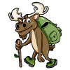 Hiking Hikers Moose Reindeer Cartoon