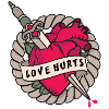 Love hurts love dagger heart tattoo