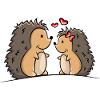 Hedgehog couple with hearts