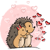 Hedgehog Couple Love with Hearts