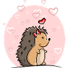 Hedgehog girl with hearts
