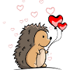 Hedgehog with heart balloons