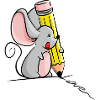 Mouse with pencil writes Love