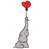 Elephant with heart balloon
