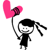 Little girl holding heart balloon